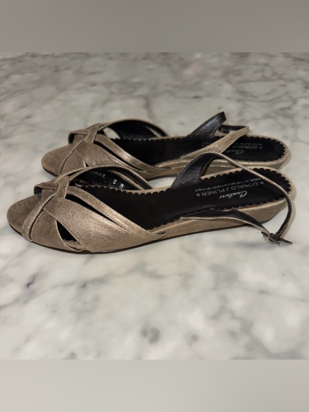 Donald J pliner Women's Gold Slingback Sandals made in Italy